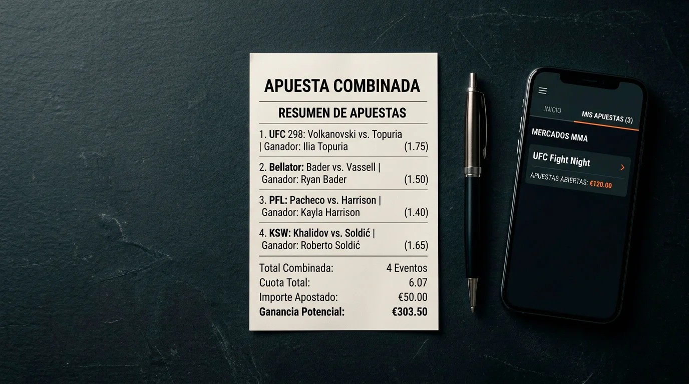 Apuestas UFC acumulador parlay combinada cómo construir riesgos cuotas MMA