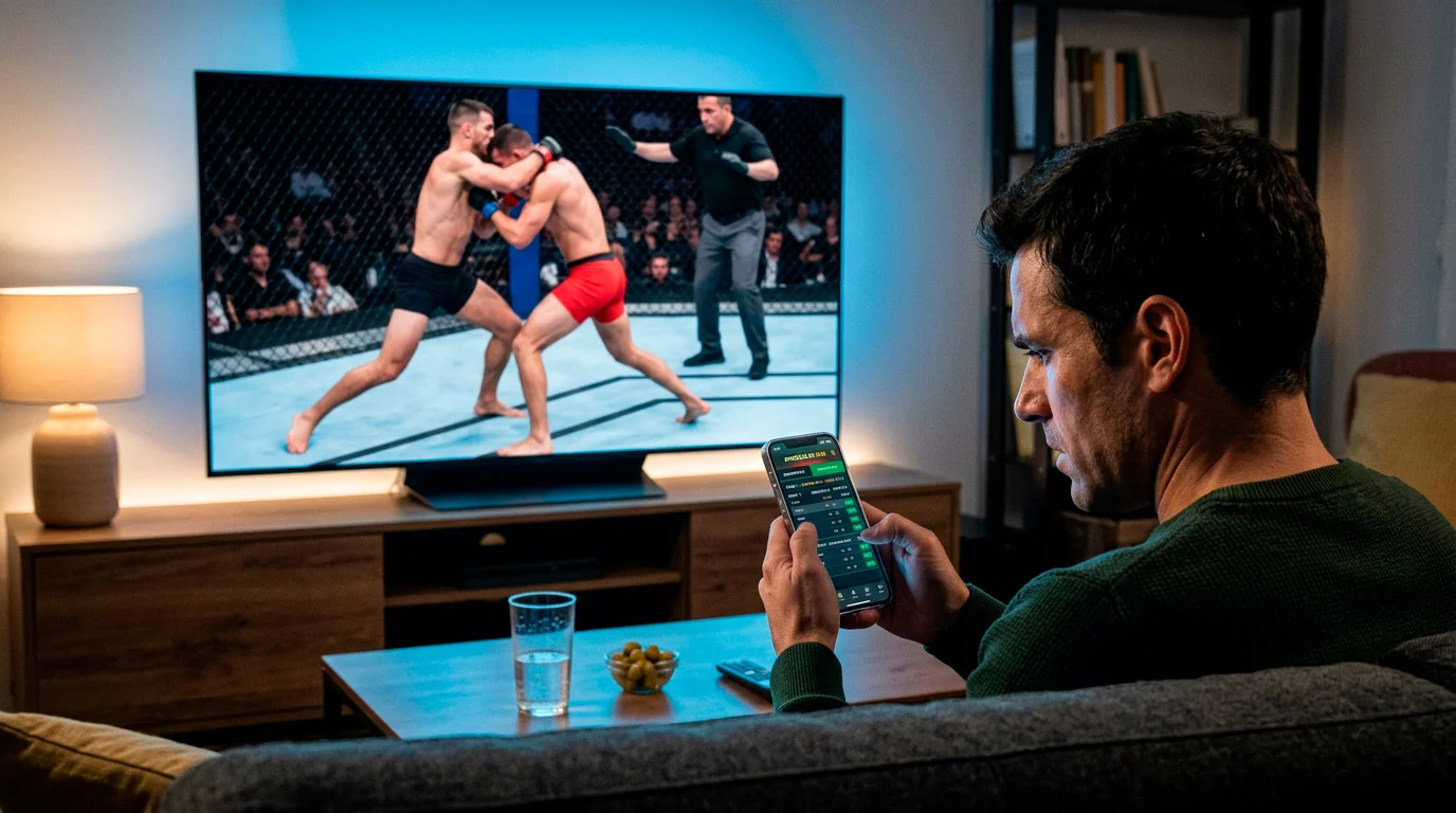 Apuestas UFC en directo: vista de cuotas live durante un combate en el octágono